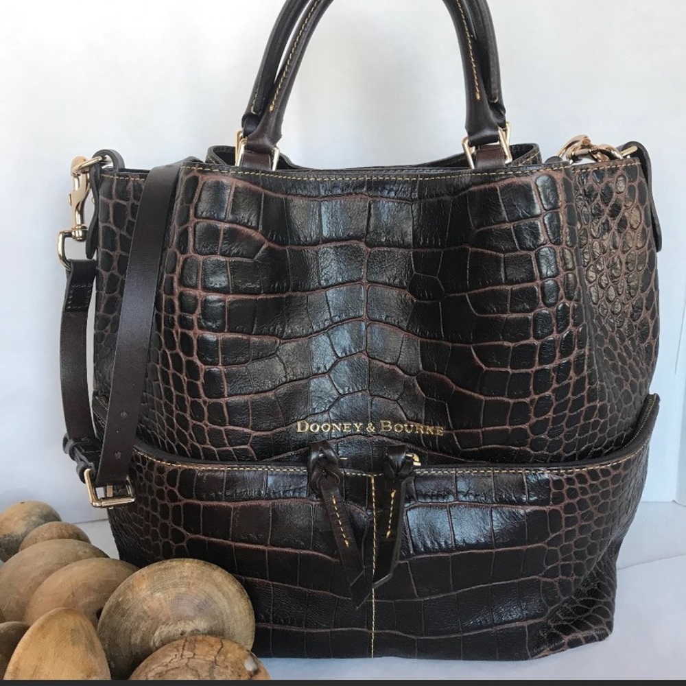 DOONEY & BOURKE BROWN LARGE CITY LAFAYETTE DAWSON SATCHEL CONVERTABLE TOTE BAG